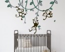 3 Monkeys Swinging From Vines Wall Decal